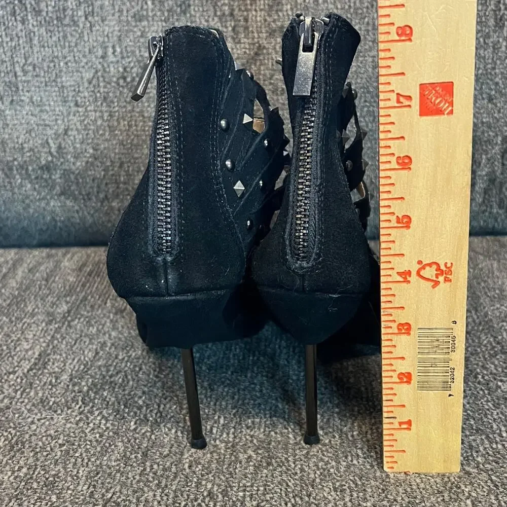 Stiletto Heels Womens 9 Black Suede Shoes Standing In The Wings Studded Sexy